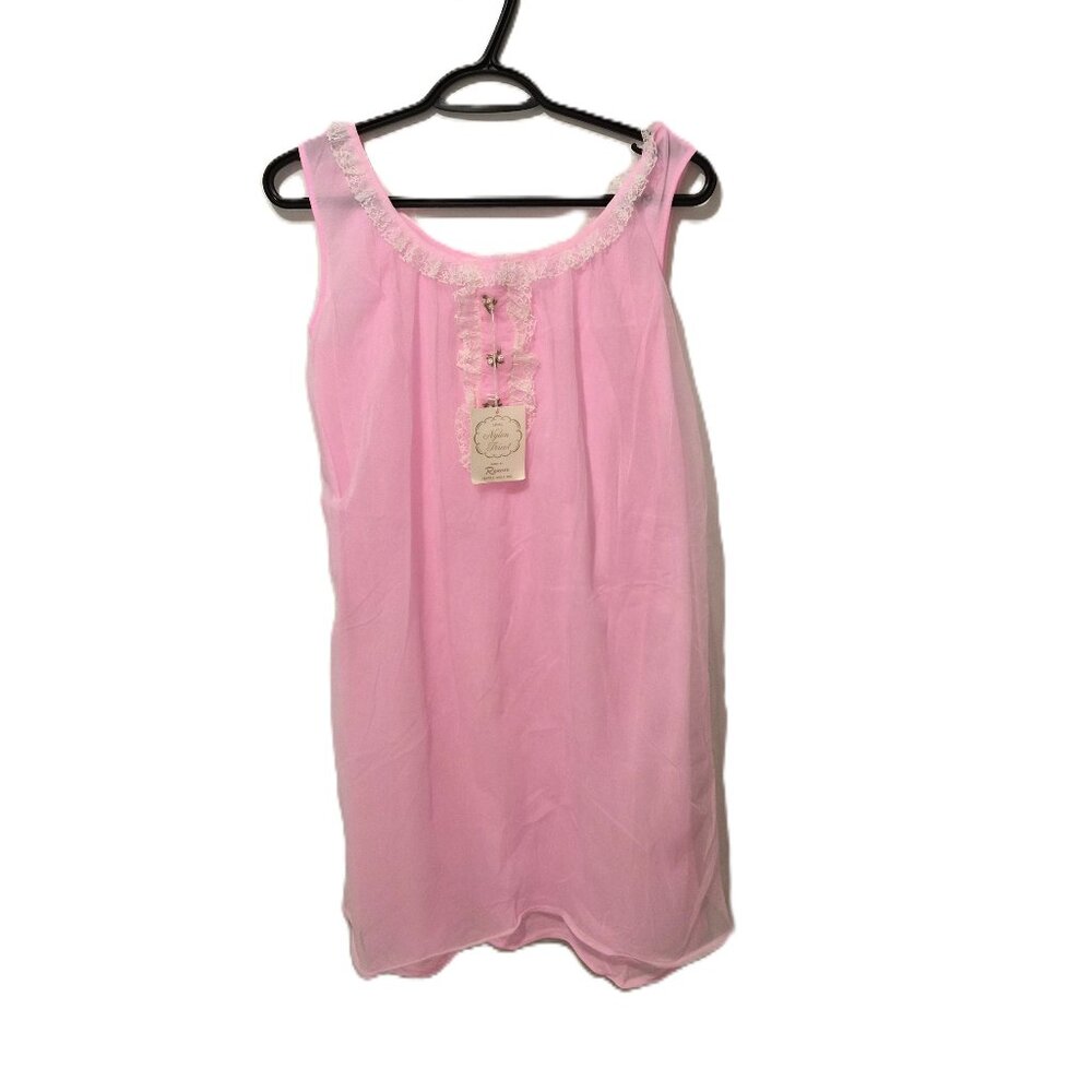 VTG Candy Pink Nylon Slip Canada Size M Barbiecore Romantic Pinup Style Sheer